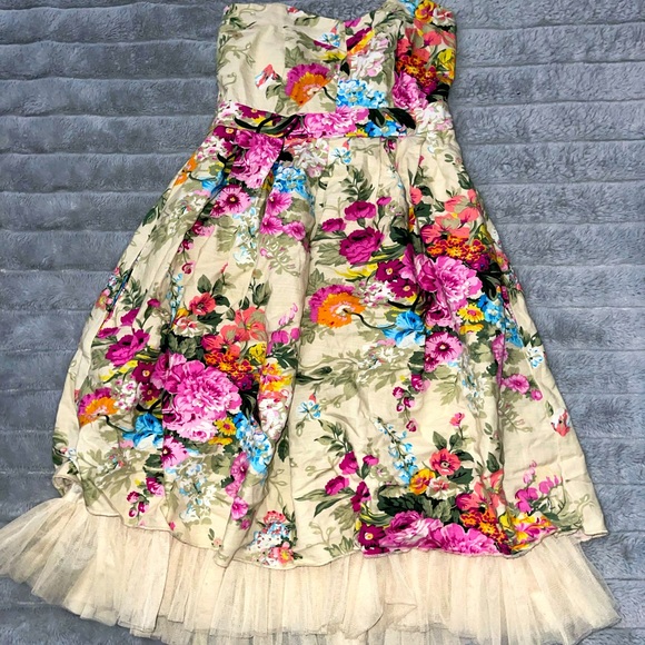 Floral Strapless Dress - Picture 1 of 2